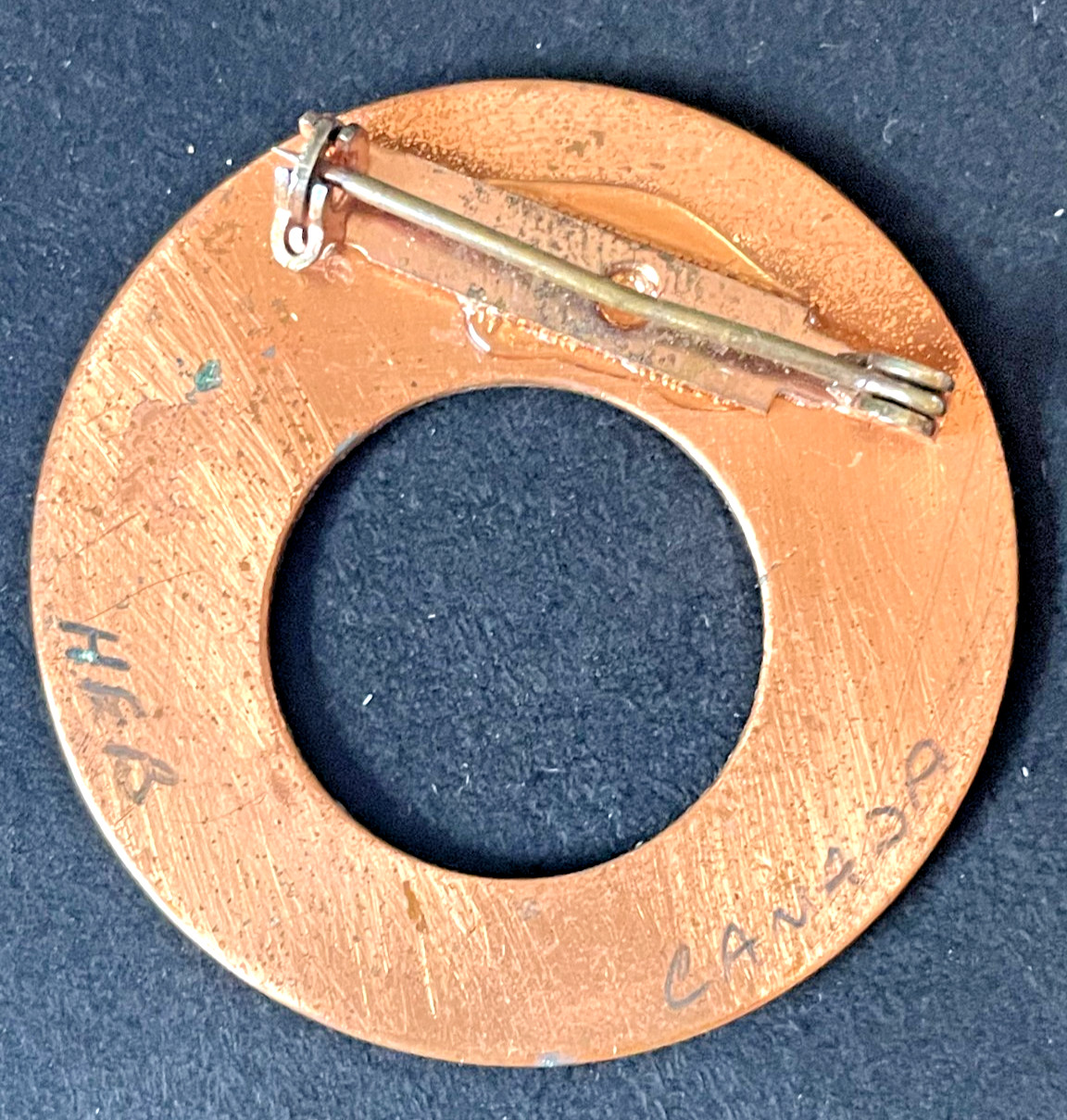Vintage HEB Canada Enamel Copper Brooch Pair Abstract Mid-Century Modern