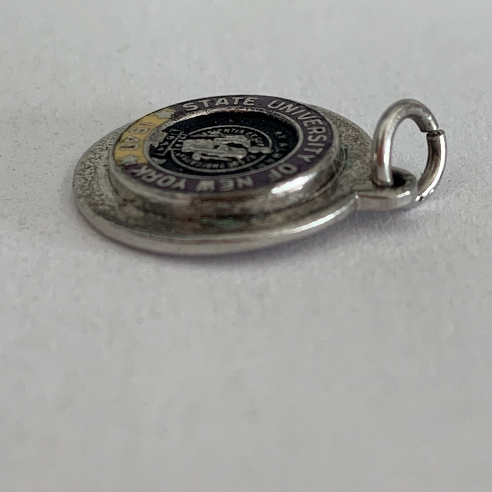 VTG enamel State University of New York sterling Kinney Silver charm engraved