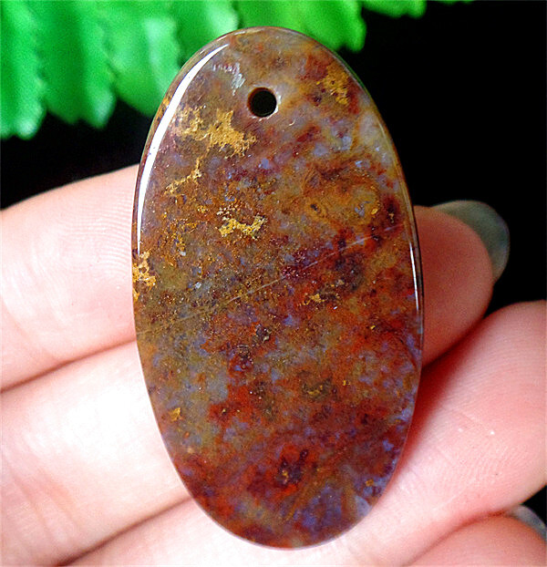 41x22x6mm Natural Tiger Stripes Red Jasper Reiki Oval Pendant Bead DY2886