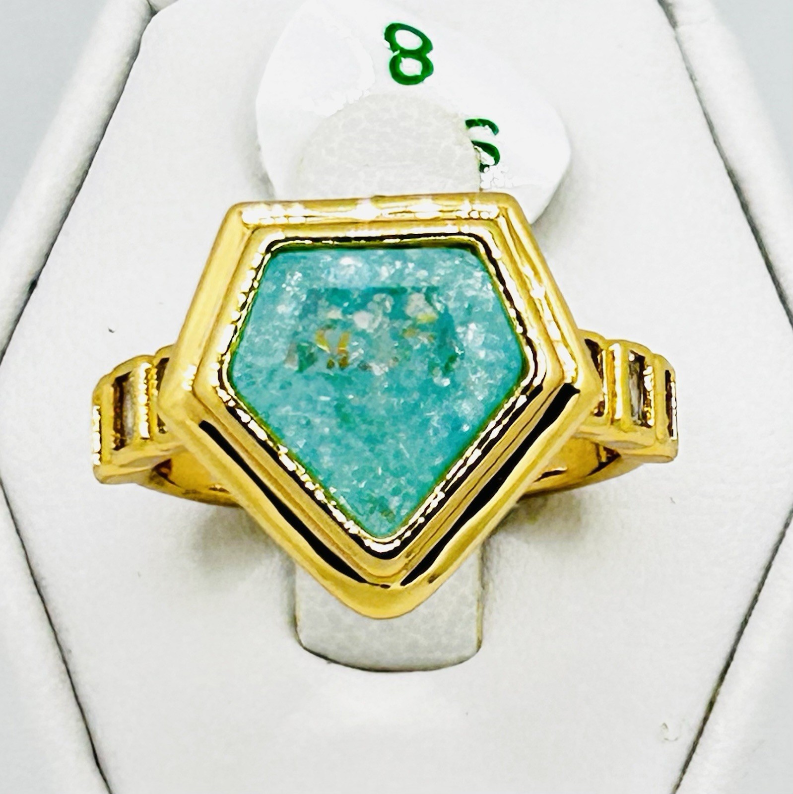 Bomb Party An Embrace of Reverie RG51320 Blue Topaz Ice Crystal Gold Plate Ring