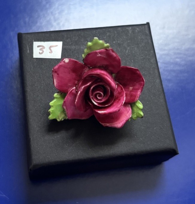 Vintage Porcelain Brooch with Floral Design Bone China, Made in England