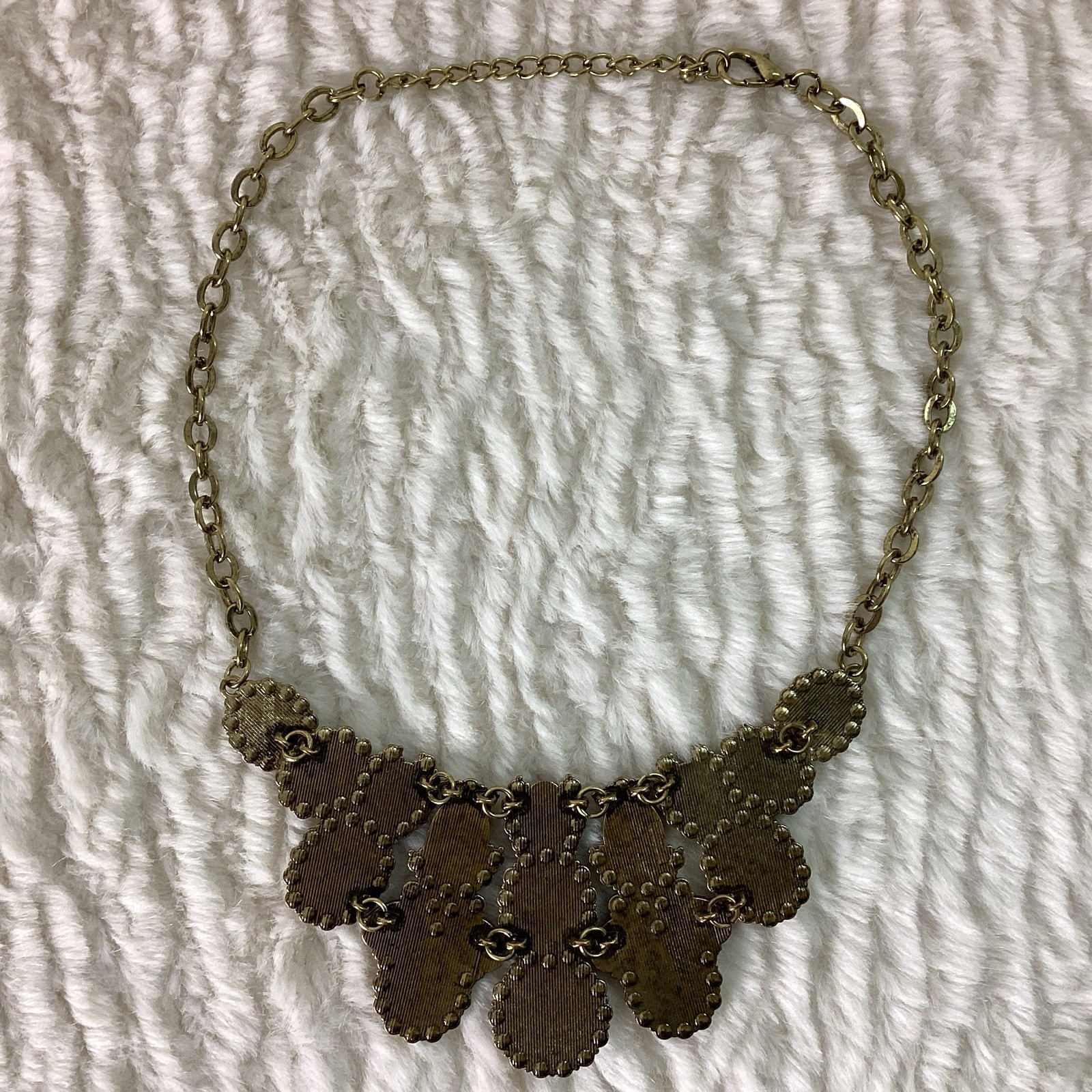 Vintage Burgundy Red Stone Diamonds Statement Necklace Costume Bling Glam Gold