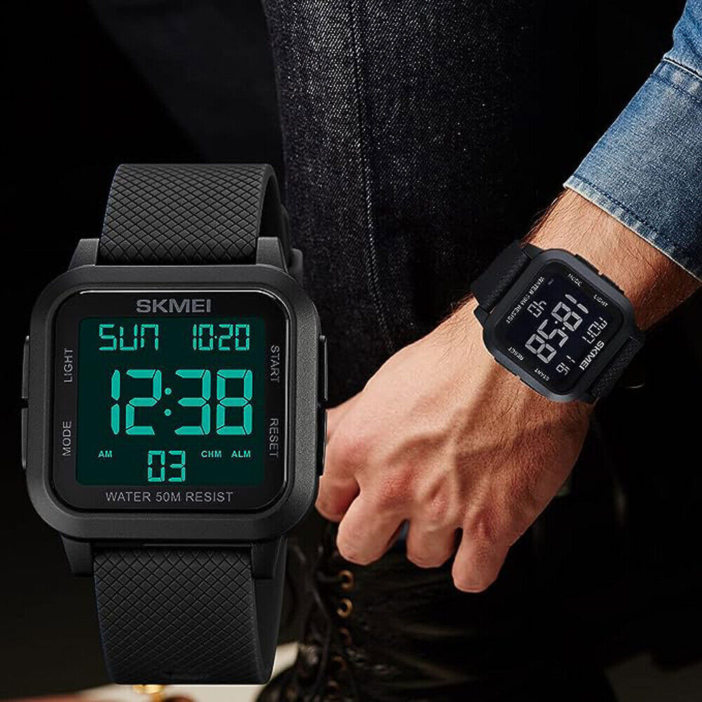 Men’s Military Sports Watch LED Screen Waterproof Wristwatch Large Digital Face