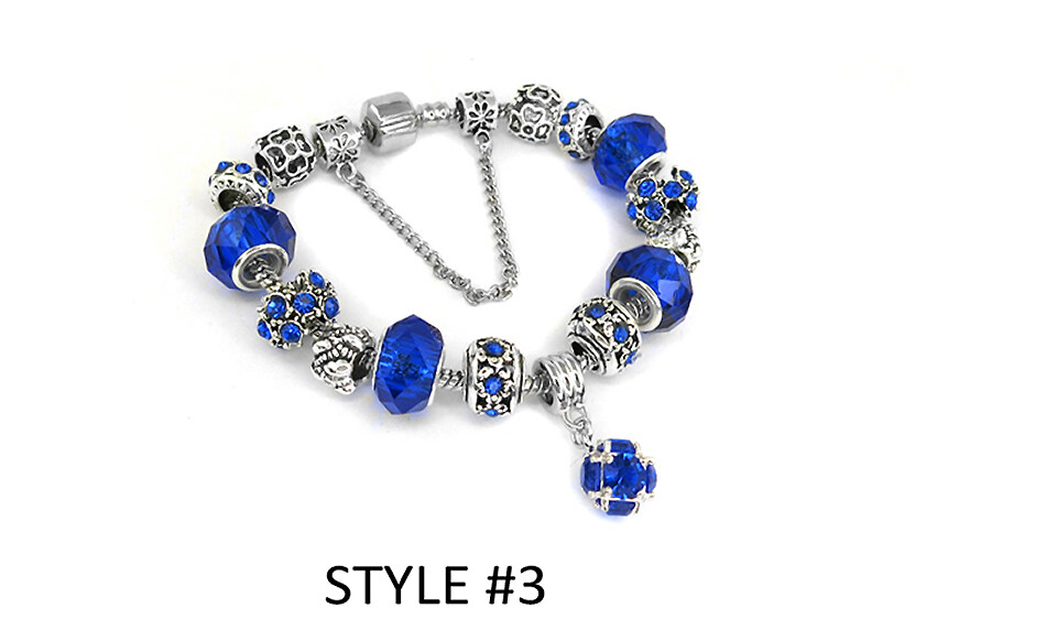 18K White Gold Plated Crystal CZ Charm Bracelet Made with Swarovski Elements