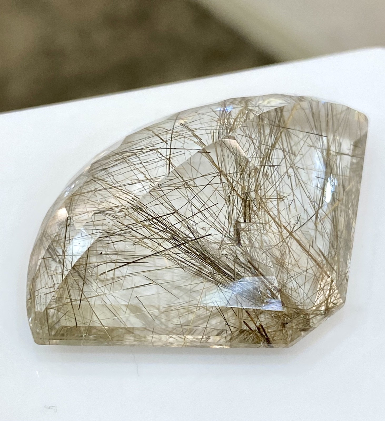105ct Rare cut Rutile Quartz. Amazing Rutile needles. Fancy cut rutileted quartz