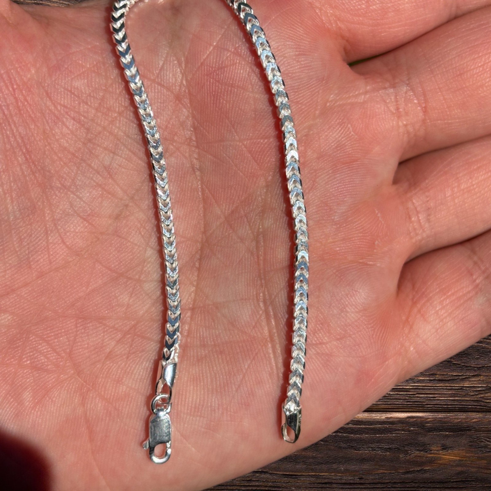 2.5mm Franco Link Bracelet – Real Solid 925 Sterling Silver Or 14k Gold Vermeil