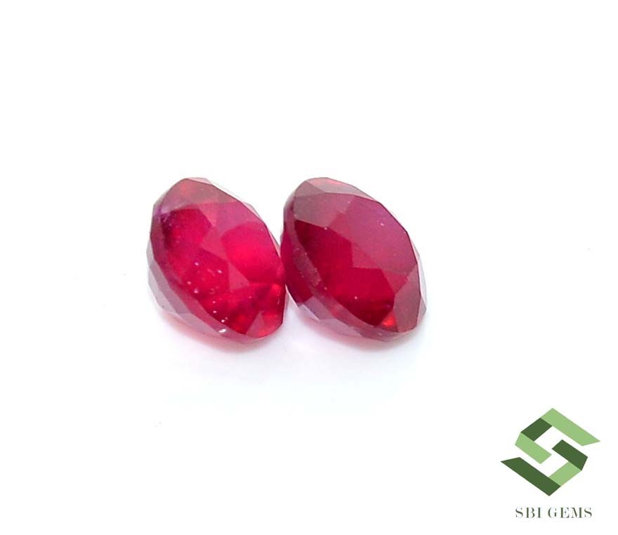 8 mm Natural Ruby Round Cut Pair 6.00 CTS Mozambique Loose Gemstones GF