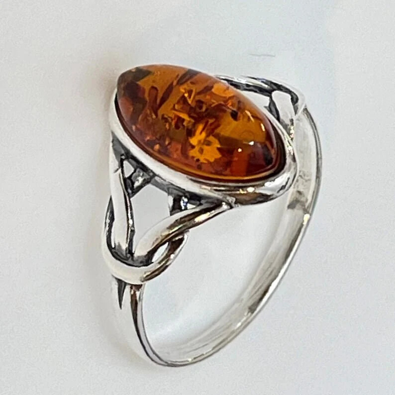 Awesome Baltic Amber Gemstone 925 Sterling Silver Handmade Ring All Size B-202