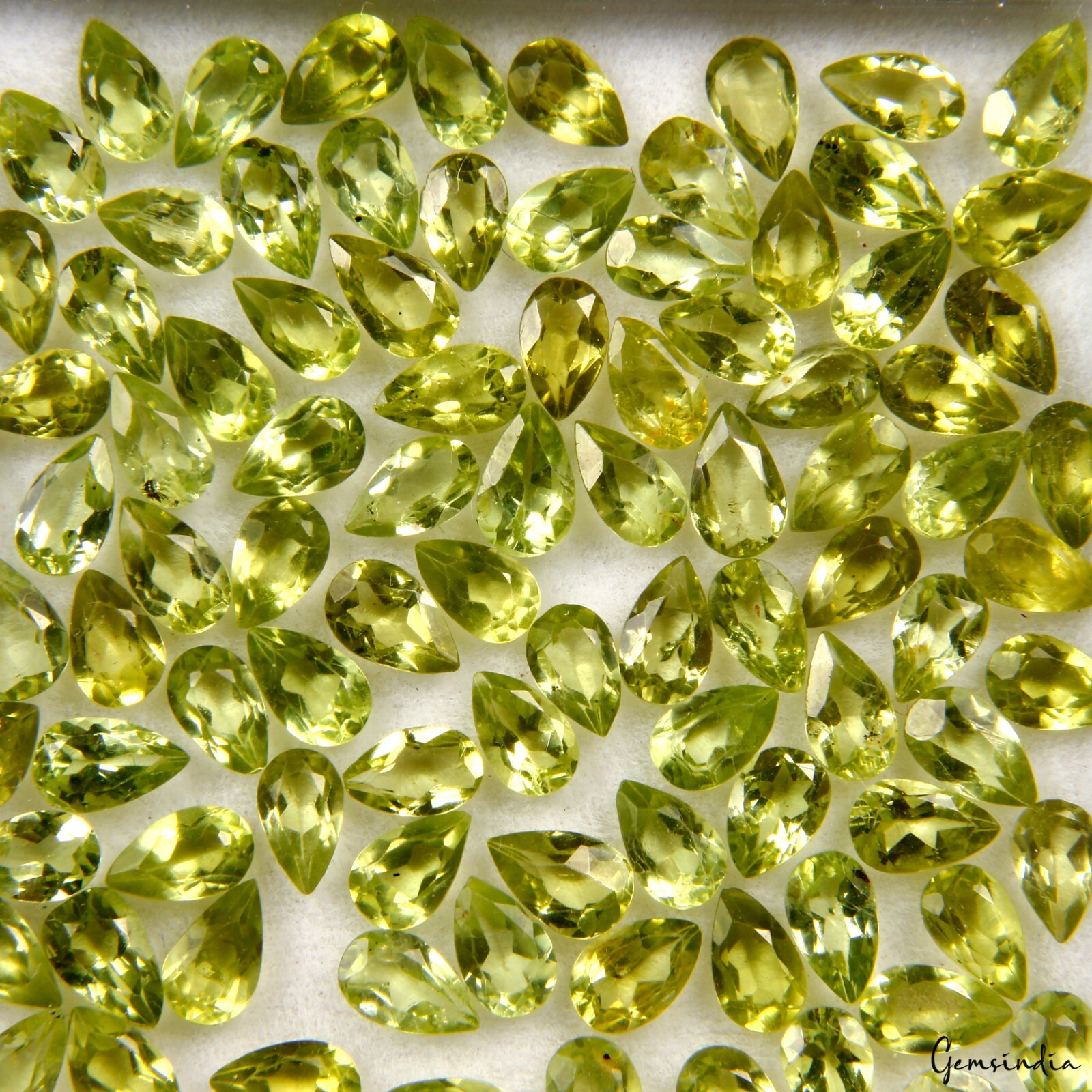 Pear Natural Unheated Top Rich Green Peridot 94 Pcs 19.80 Ct 5x3mm Lot Gemstones
