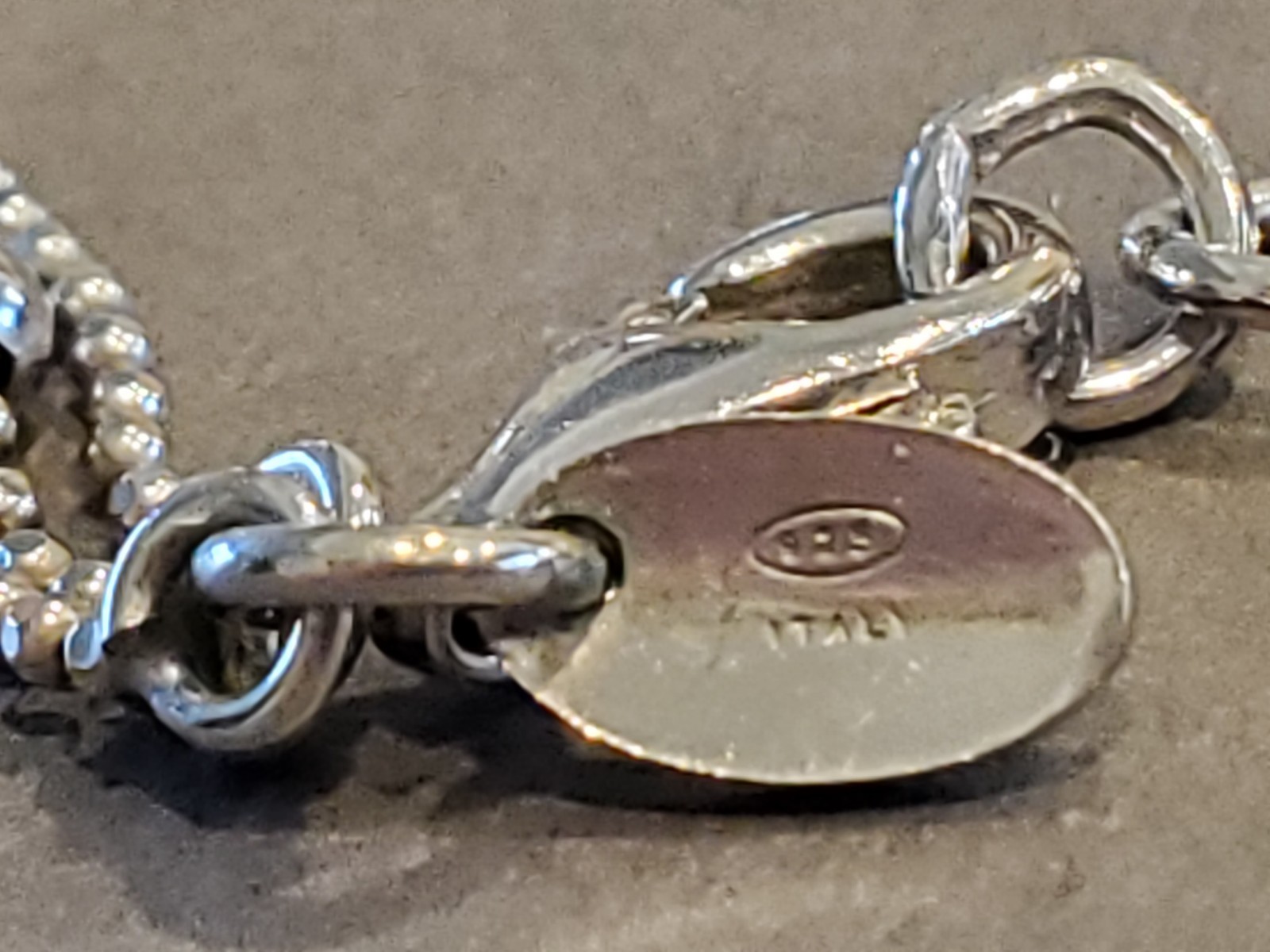 3 STRAND STATION BALL CHAIN 925 STERLING SILVER NECKLACE 9.1 GRAMS 17 1/2″ ITALY