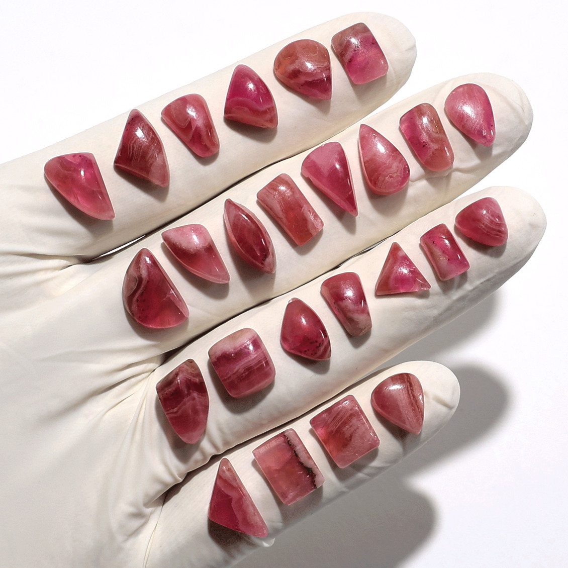 25 PC Blush Wave Cobalt Calcite Cabochons – 8mm-14.7mm – Organic Banding Parcel