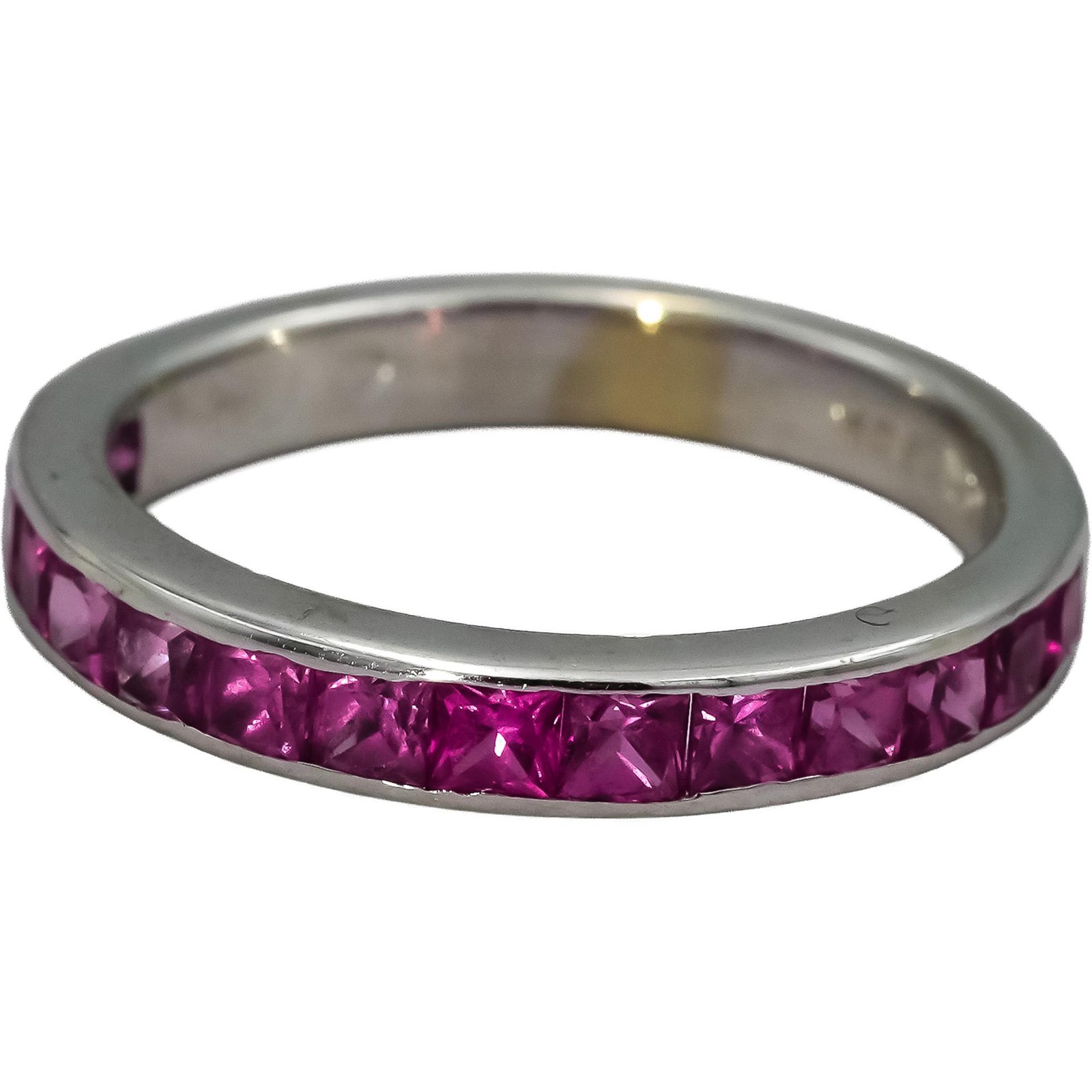 14k White Gold Pink Sapphire Eternity Band Ring 0.75CT Size 5