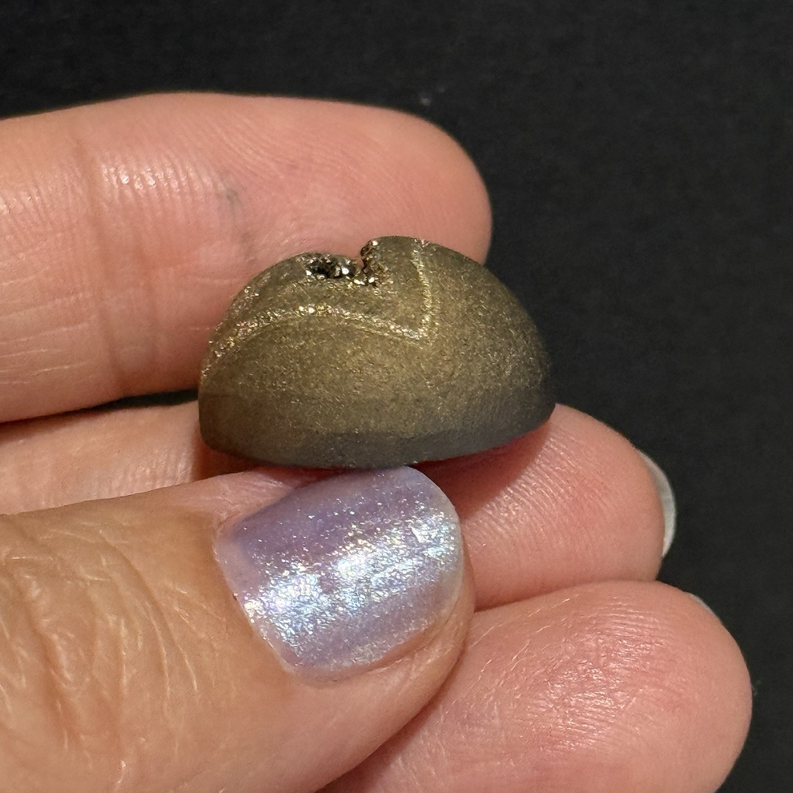 19.85×10.3mm Sparkly Golden Coated Round High Dome Agate Druzy Cabochon