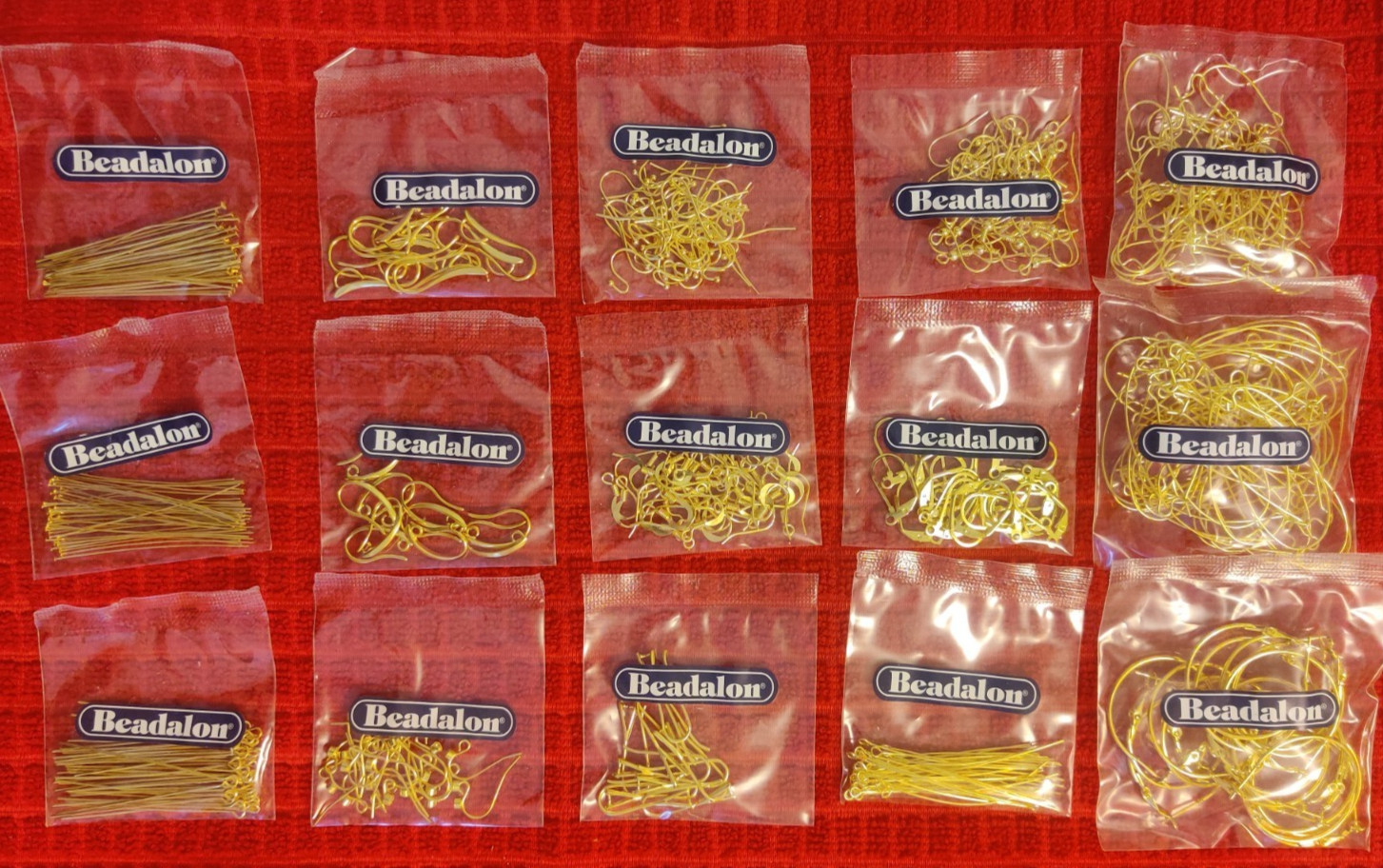 Beadalon Earring Kit Gold Color Ear Wire Head Pins And Eye Pins Jewel School NIP