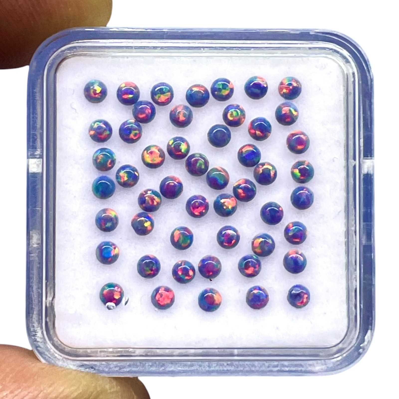 25 Pcs Black Australian Opal 2mm Round Cabochon 5A Quality Lab Created Gemstones