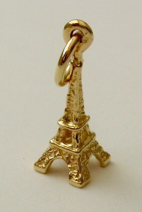 SOLID 9K 9ct Yellow Gold 3D EIFFEL TOWER PARIS FRANCE Charm/Pendant