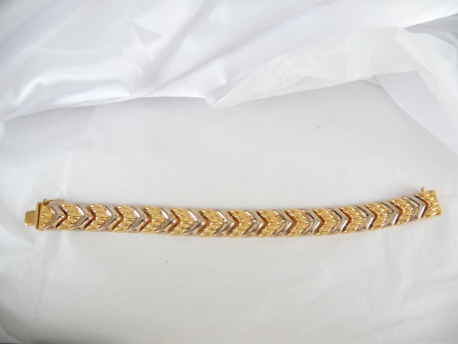 Vintage Milor Italy Sterling Silver 925 Gold on Spiga Wheat Link Bracelet 7.5″