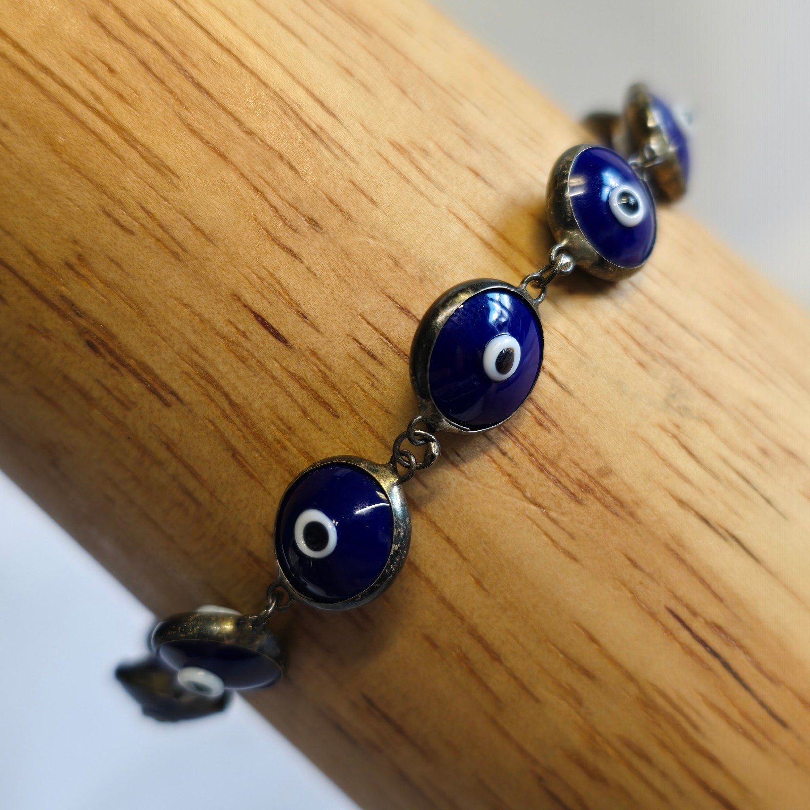 Sterling Silver Evil Eye Bracelet 7.83g Fine Jewelry 7.25″ Lobster Clasp