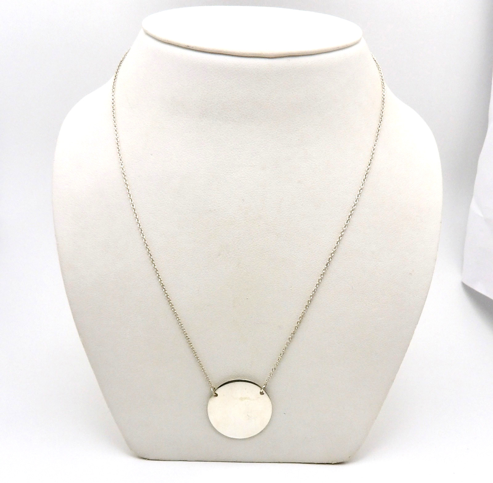 Stella Dot Sterling Silver Round Disc Charm Pendant Necklace 15-18in Engravable