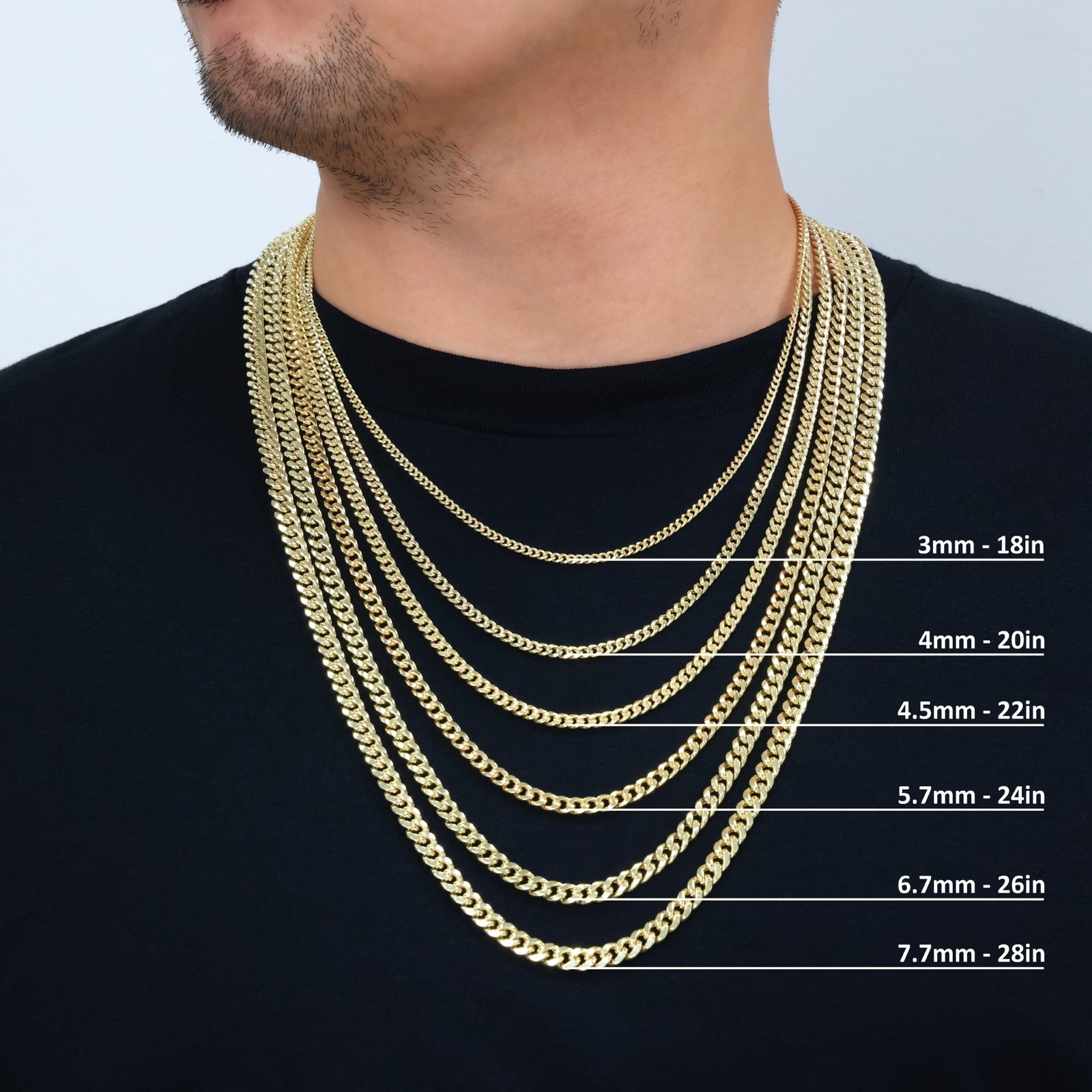 10K Real Yellow Gold 3mm-12.6mm Miami Cuban Lightweight Chain Necklace Bracelet