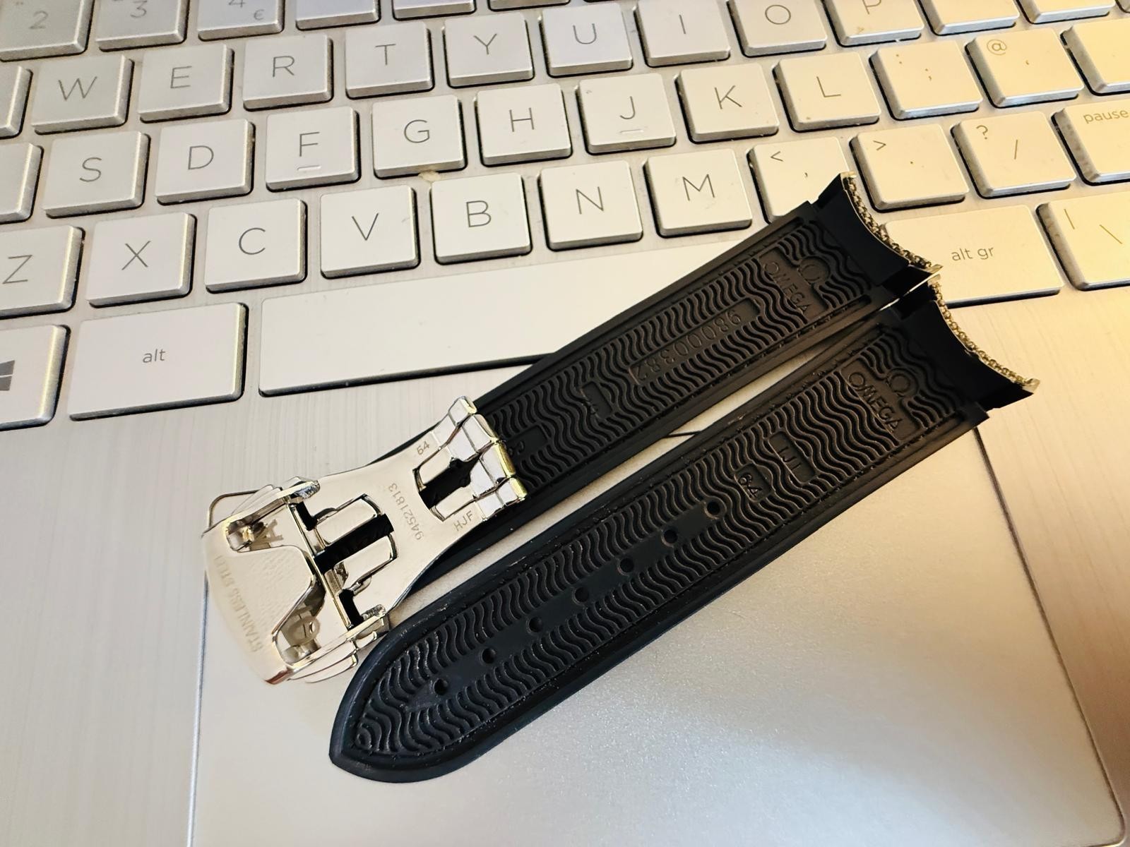 22mm omega seamaster rubber nylon Watch Strap Deployment black