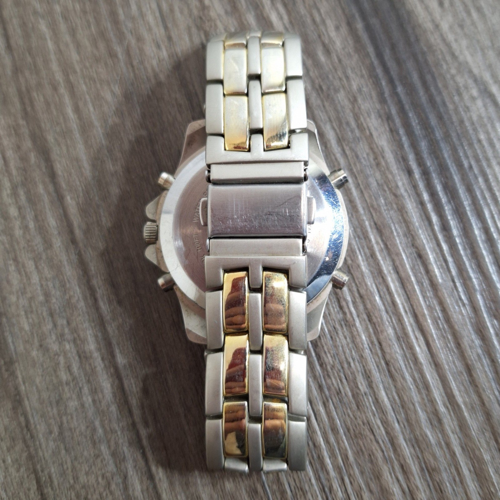 Benrus Advance Mens Chronograph Watch Two Tone BNW25413W Silver Dial 100FT V377