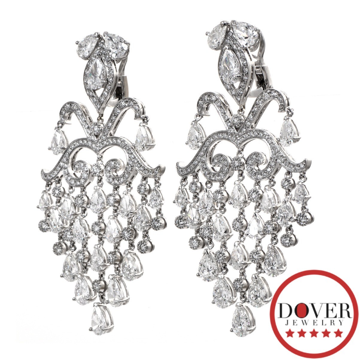 Orianne Collins 42.0cts Pear Diamond 18K Gold Chandelier Dangle Drop Earrings