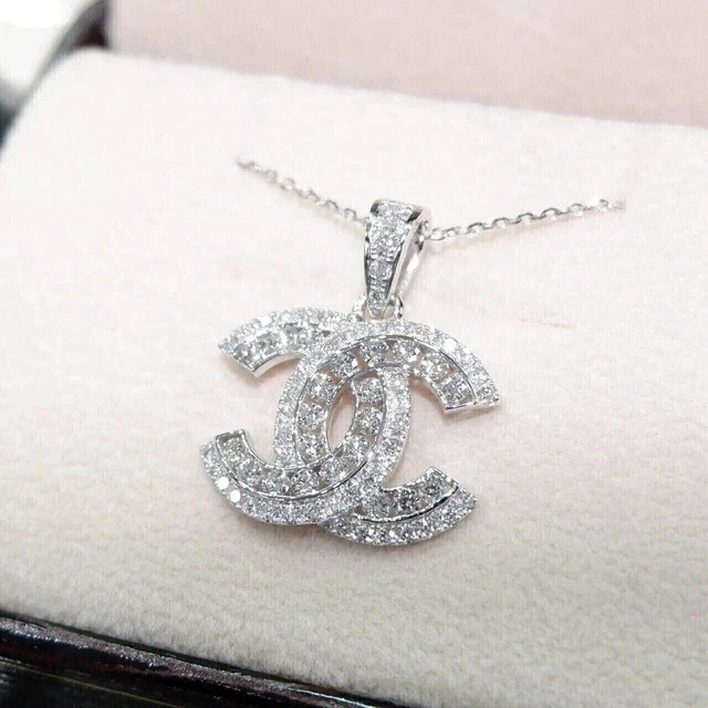 2.50Ct Real Moissanite Women’s Pendant Necklaces 14K White Gold Plated Silver