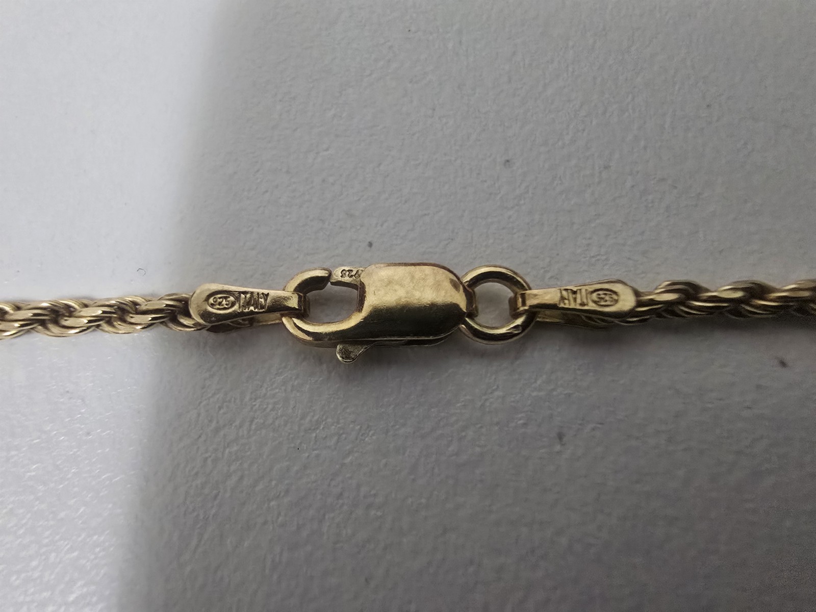24in 2mm Sterling Silver Gold Plated Rope Chain 8 grams