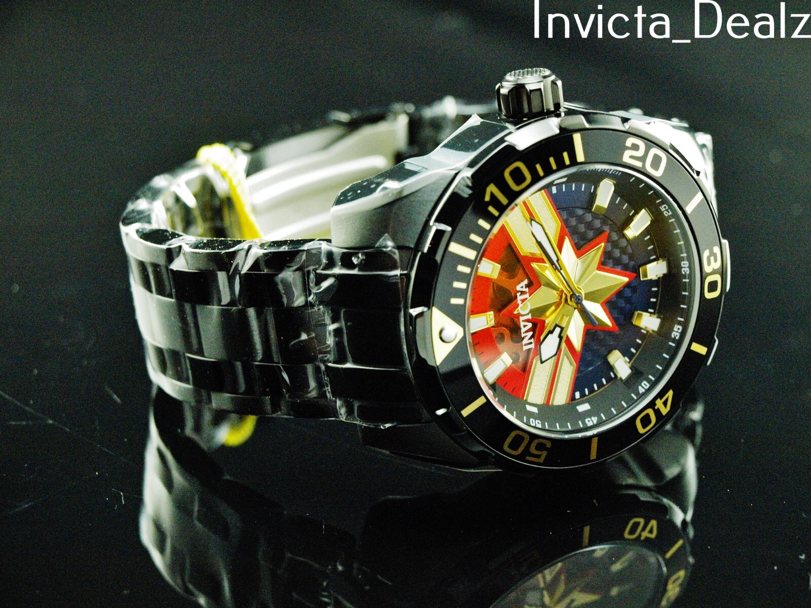 Invicta Men 52mm Limited Edition BOLT CAPTAIN MARVEL Automatic Black SS Watch