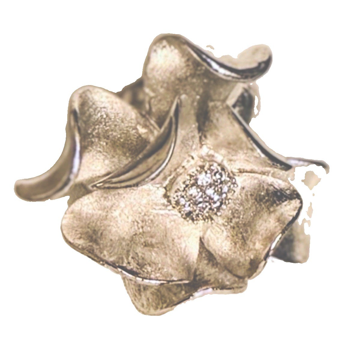 Vintage Premier Designs WHITE SILVER Magnolia Statement Ring Size Lg 10 (est)