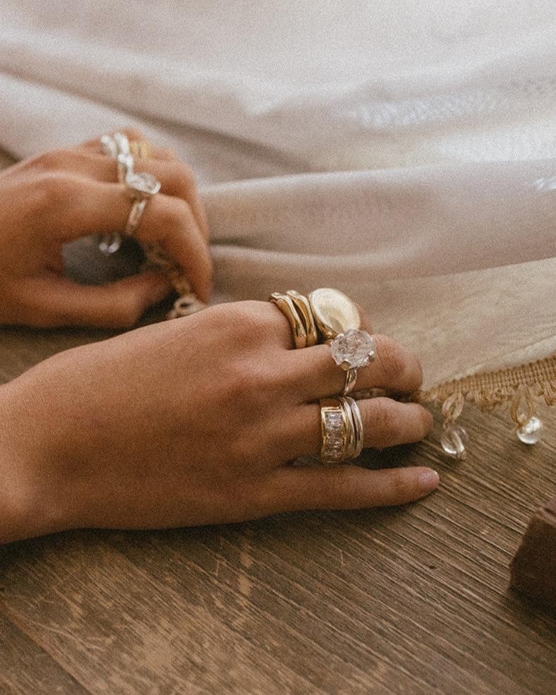 Child of Wild The Gaudy Ring Gold statement cocktail Unisex ring crystal Ring