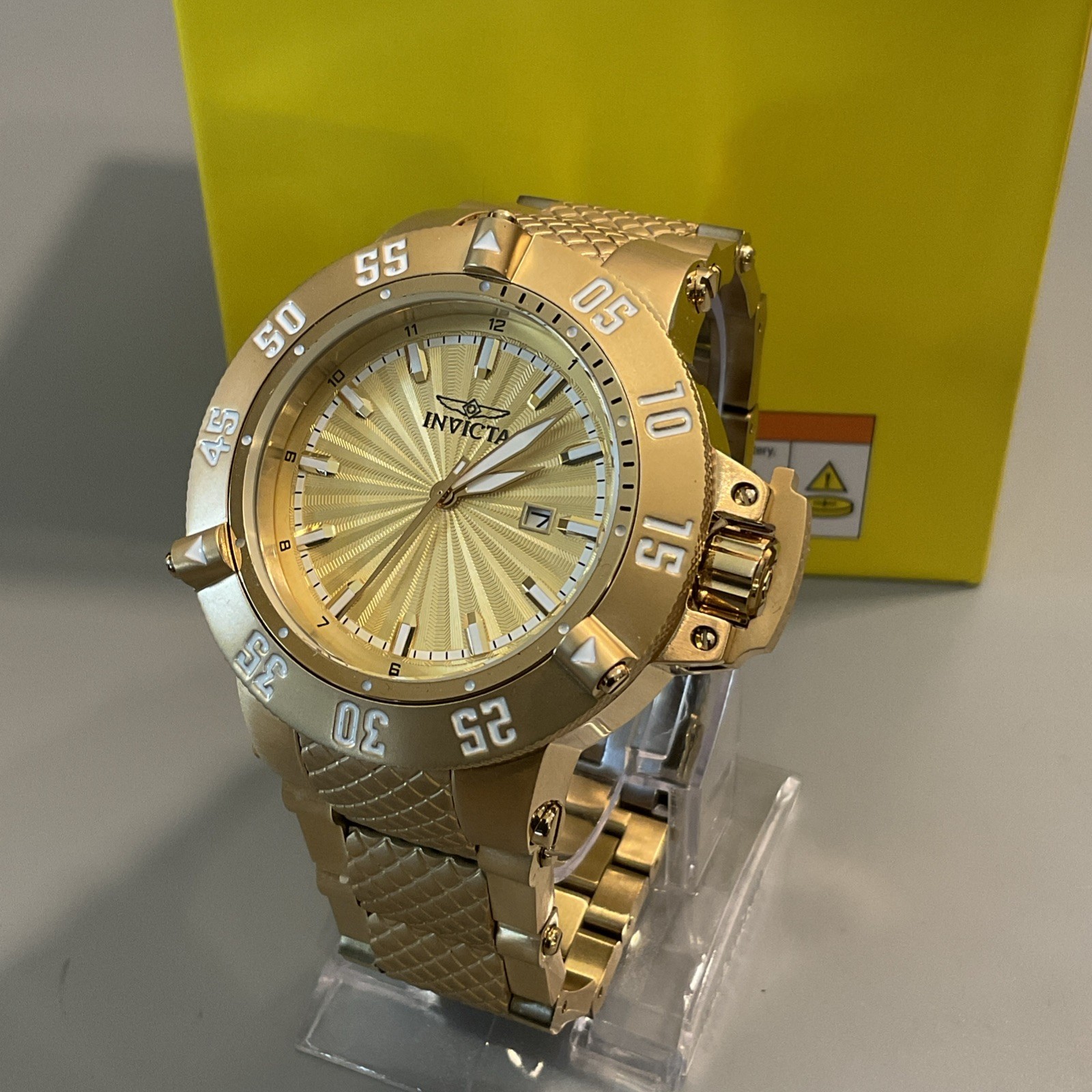 Invicta Subaqua Noma III 50049 Gold Tone 50mm Quartz Men’s Watch New w/Box
