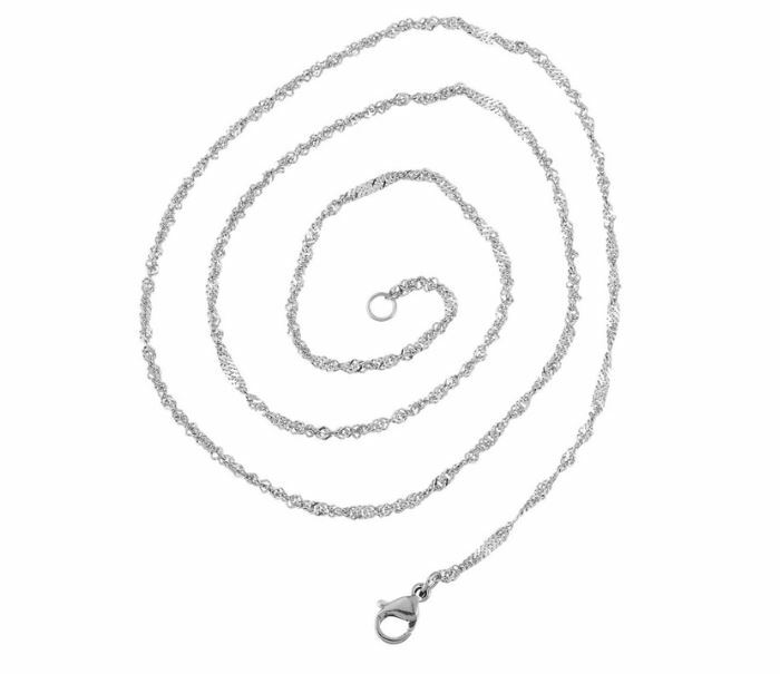 Stainless Steel Water Wave Chain Necklace 55-70 cm length, 2 mm width
