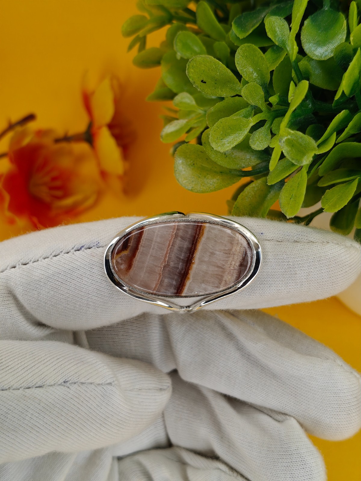 Handmade Botswana Agate/Sulemani Hakik 925 Sterling Silver Ring Boho Statement