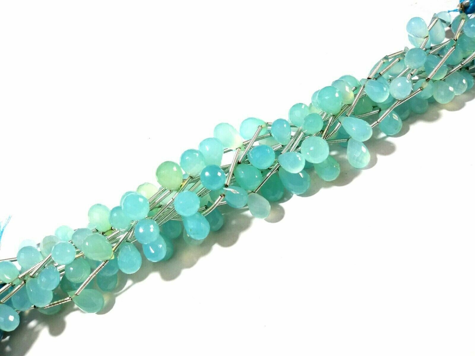 Aqua Chalcedony 4×6-5X8mm Teardrop Faceted Loose Beads 8″inch 1 Strand KG