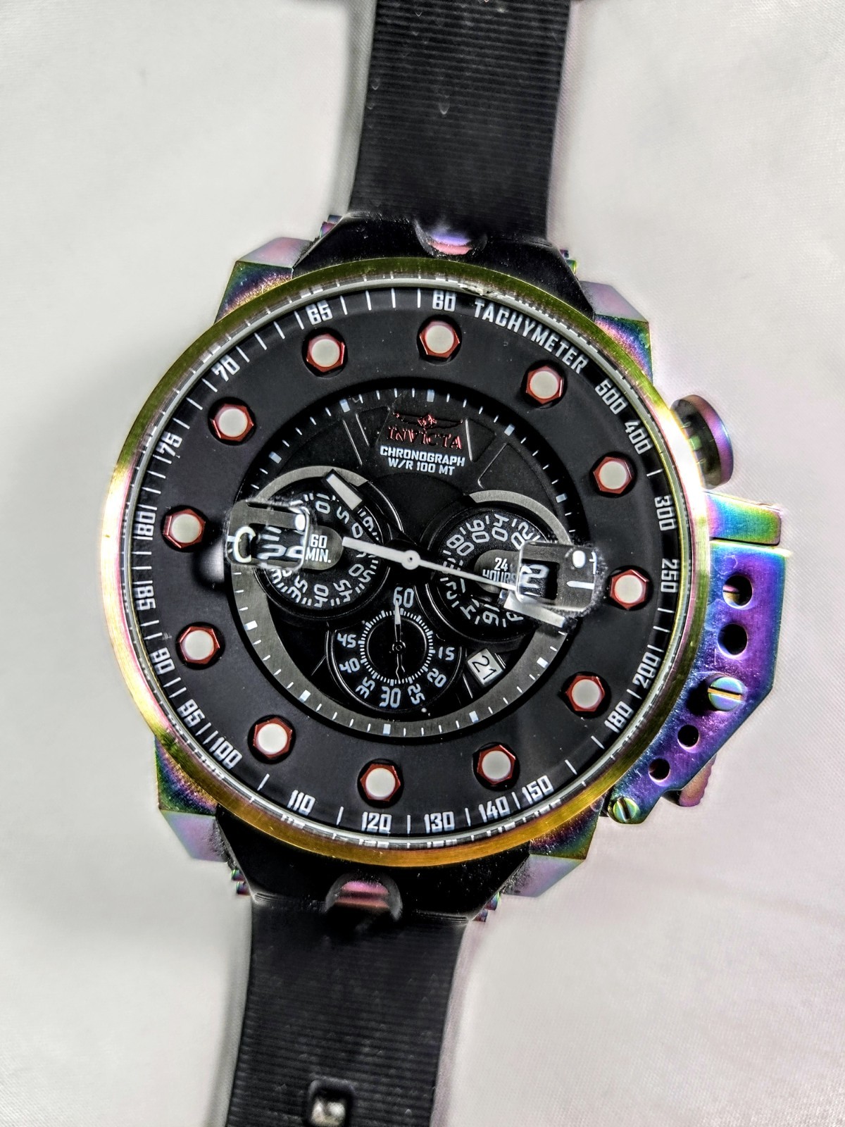 Invicta Force Chronograph Date Quartz 100m Black Dial Rubber Strap
