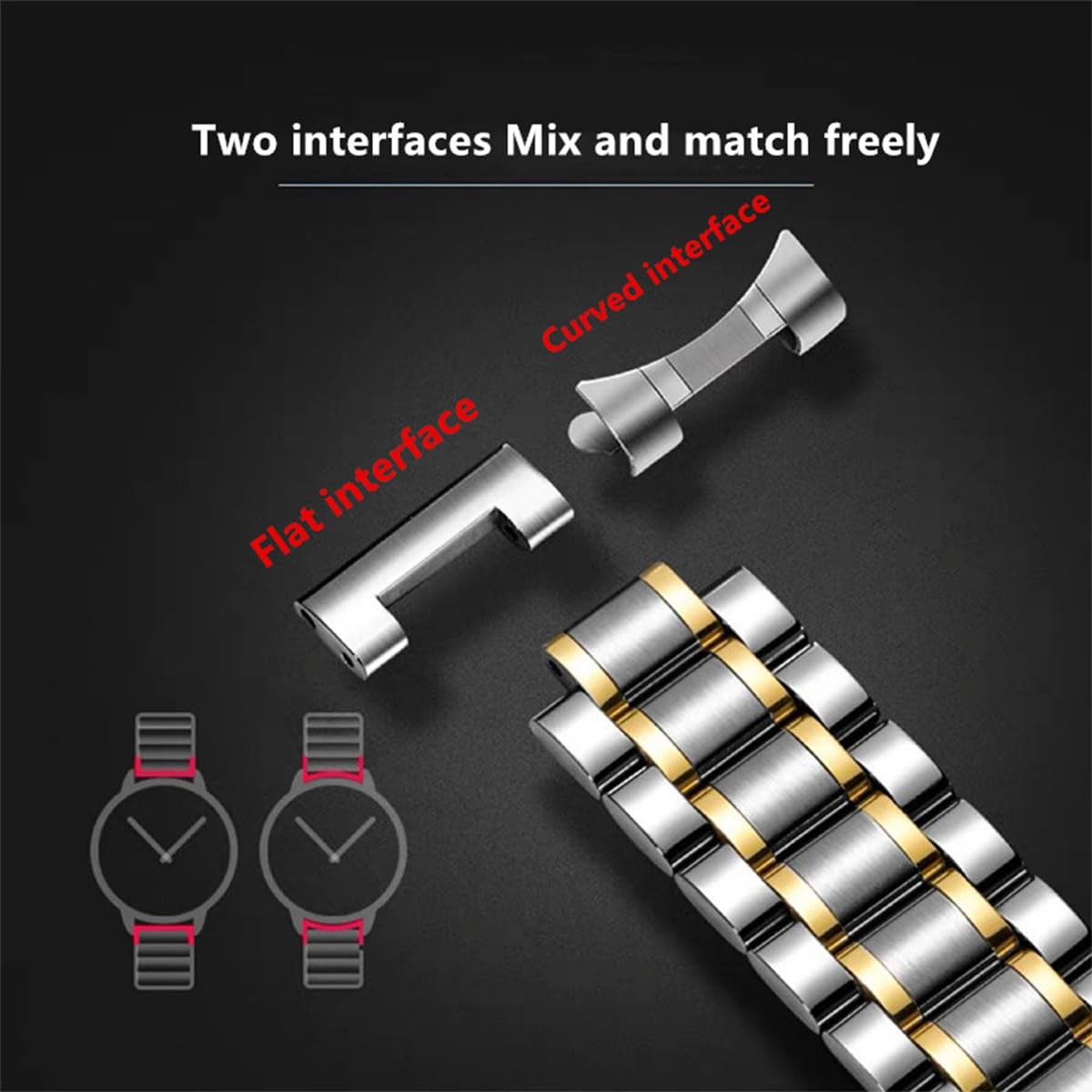 Metal Universal Stainless Steel Replacement Watch Straps Bands Accessories