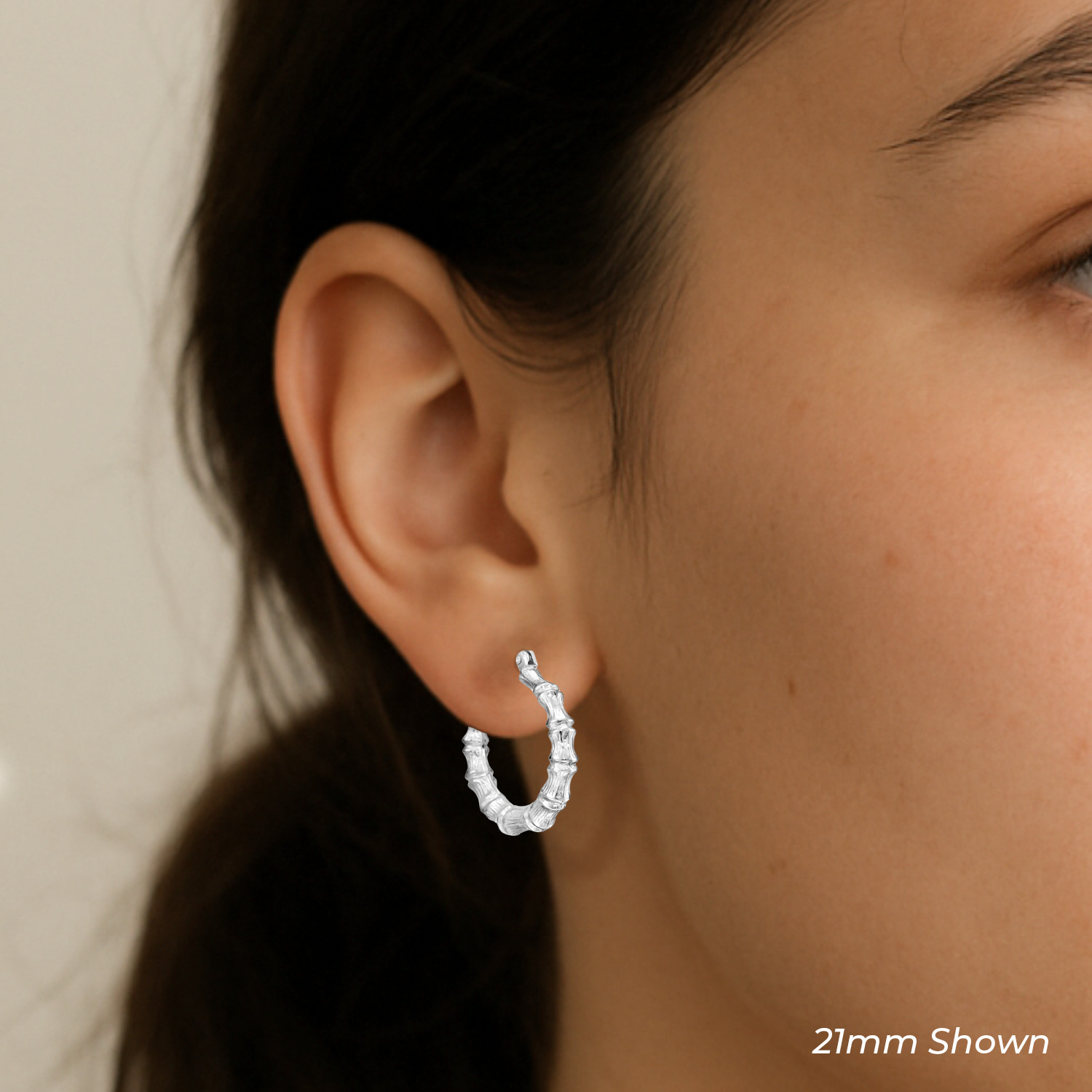 925 Solid Sterling Silver Bamboo Texture Chunky Creole Hoop Earrings All Sizes
