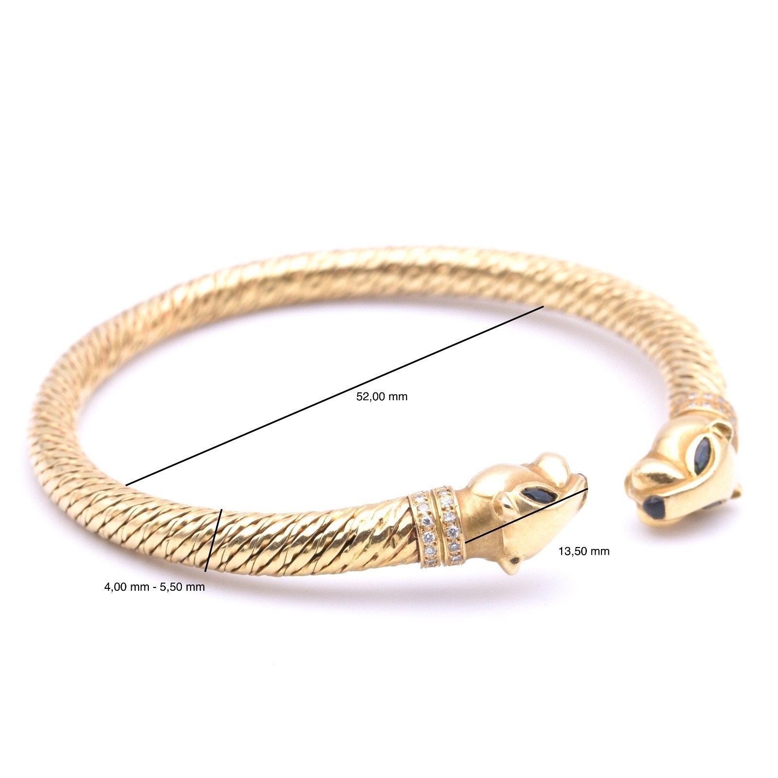Cartier Vintage Double Head Panther Bracelet in 18Kt. GG with Safirs and Onyx