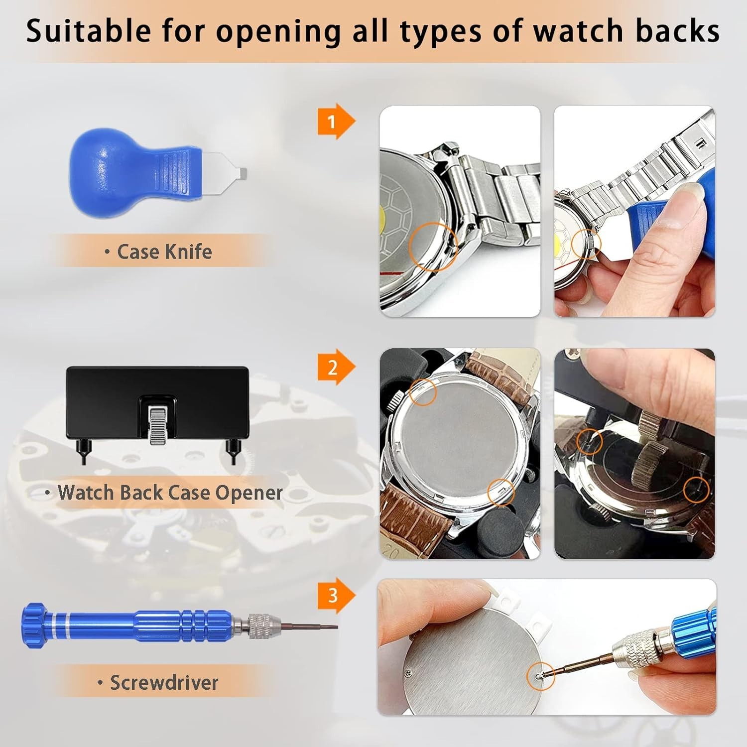 Comprehensive Watch Repair Tools Set with Adjustable Case Opener & Batteries