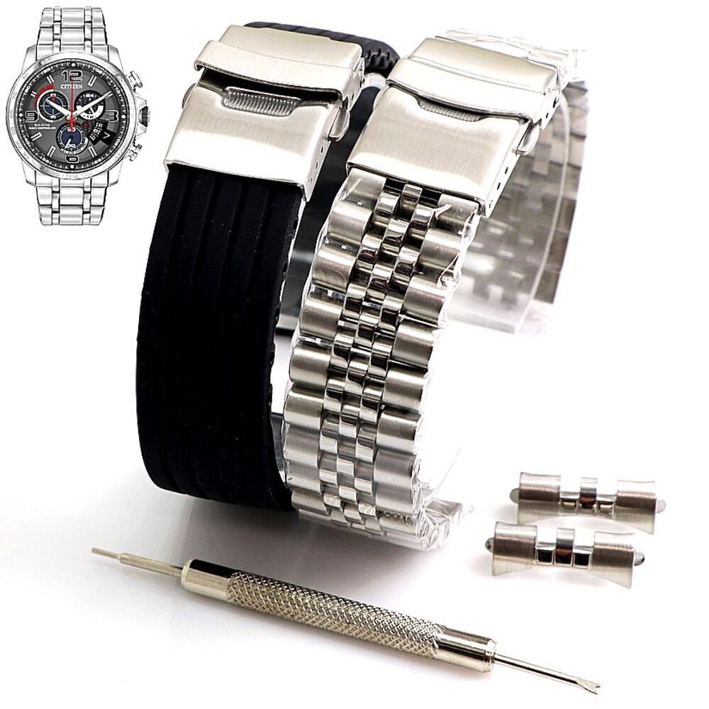 Steel and Silicone Replacement Watch Band Fits Citizen BY0100-51H H610-S092311