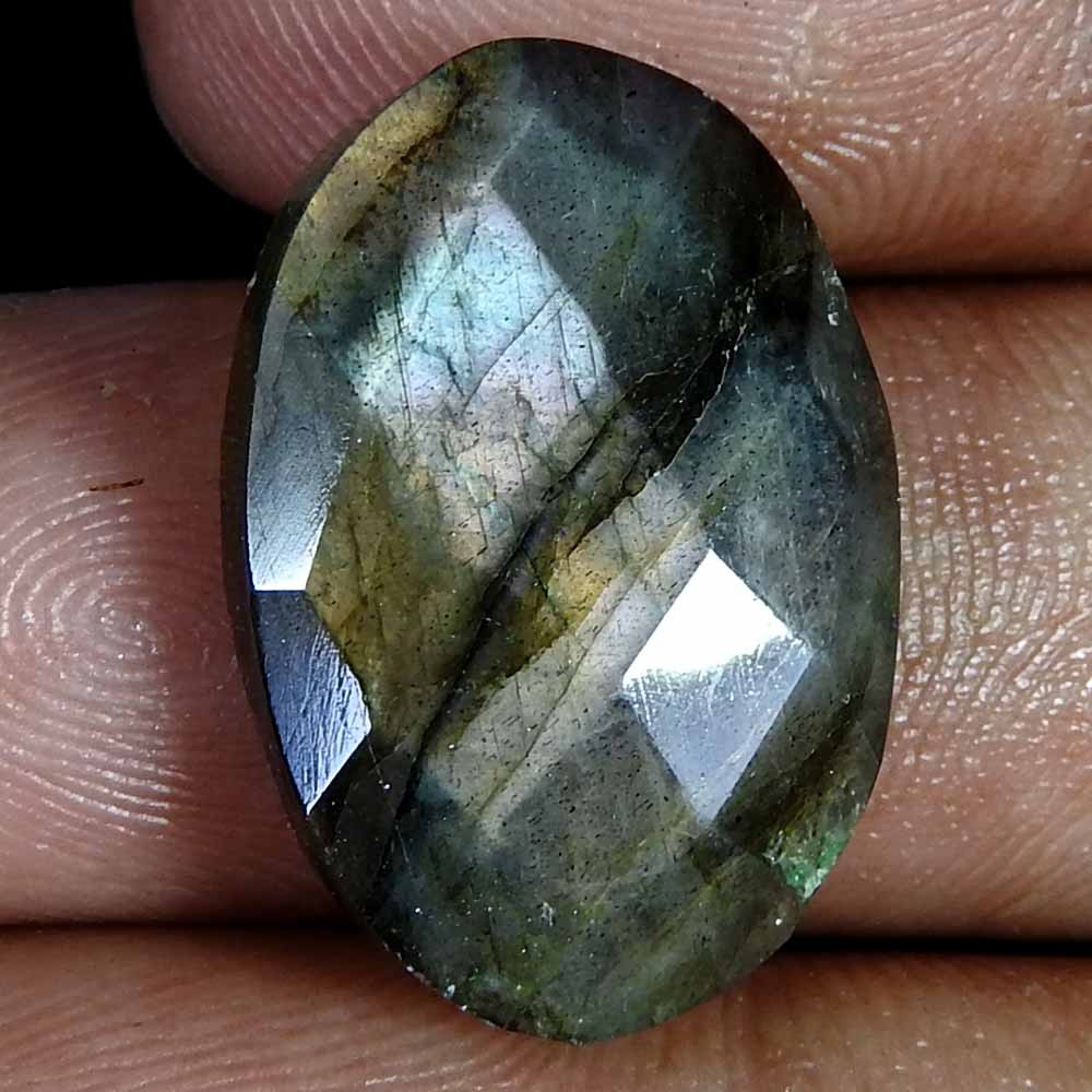 Oval Checker Cut Labradorite Natural 22x14x4 Loose Gemstone