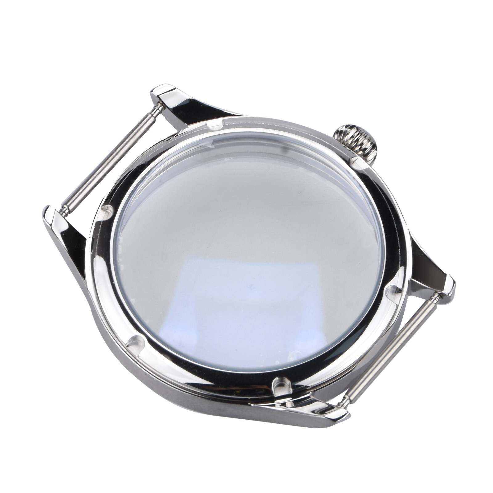 Silver 44mm Stainless Steel Watch Case For ETA6497/6498 Movement Replacement aa