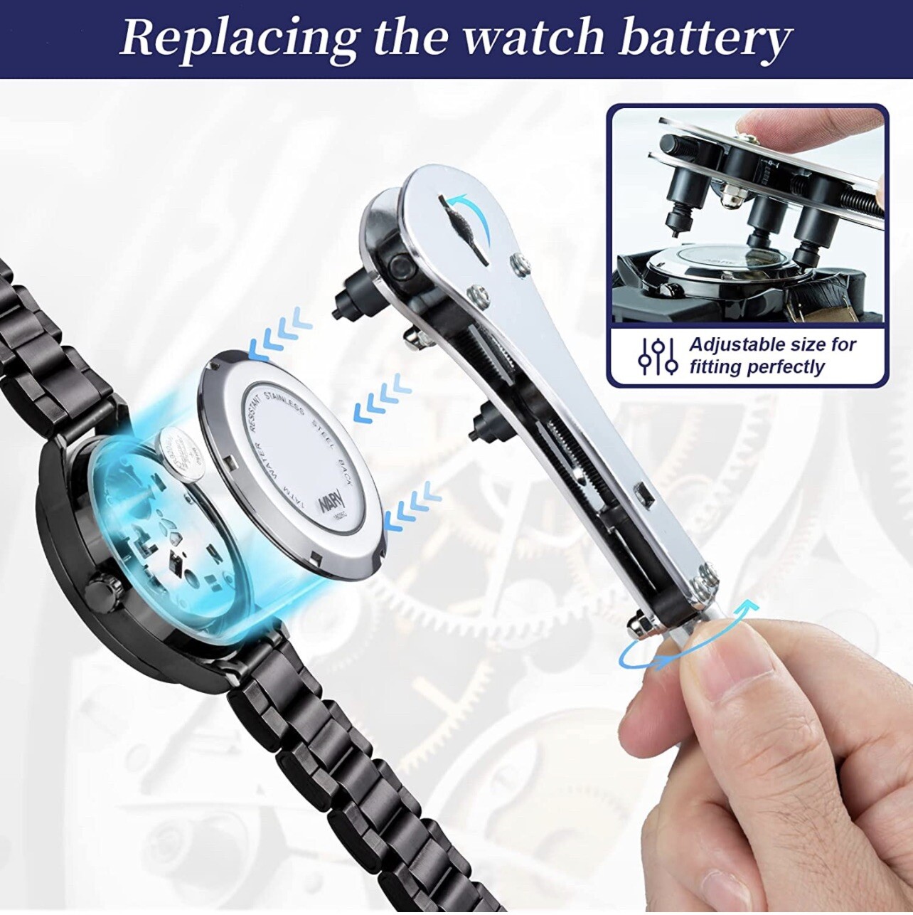 Watch Back Cover Case Opener Remover Battery Change Watchmaker Repair Tool Kit U