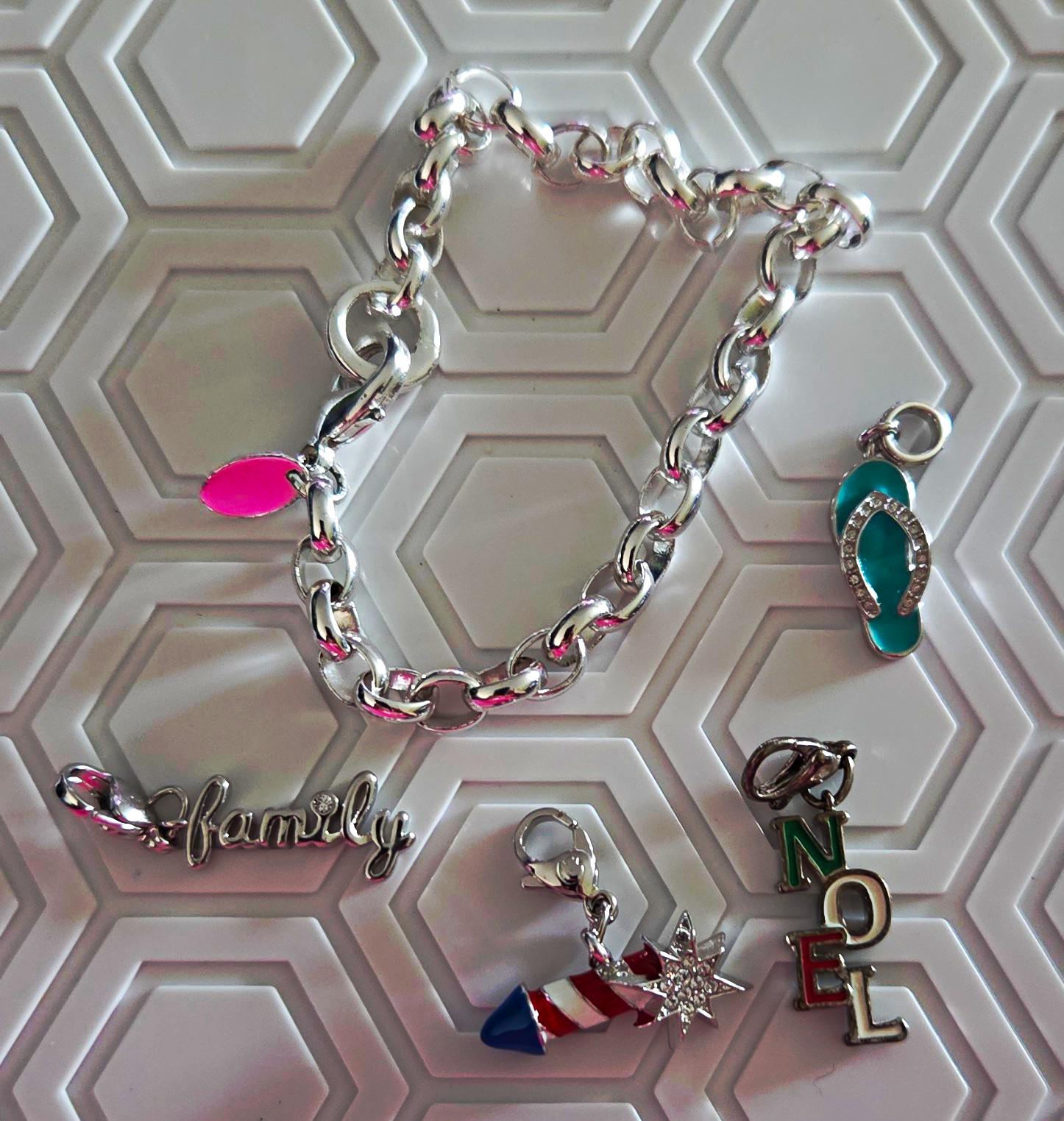 Origami Owl Silver Chain Bracelet With Dangles
