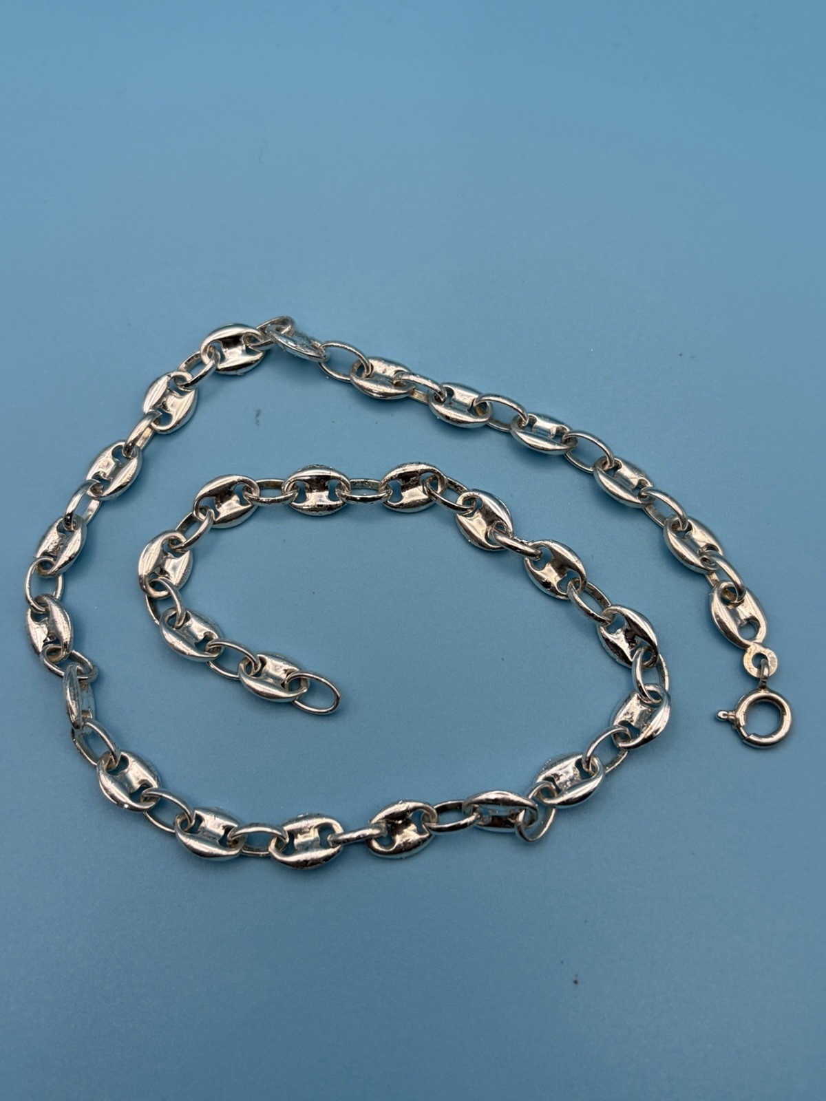 Vintage UnoAerre Italian Sterling Silver 925 Puffed Mariner Chain Necklace Rare!
