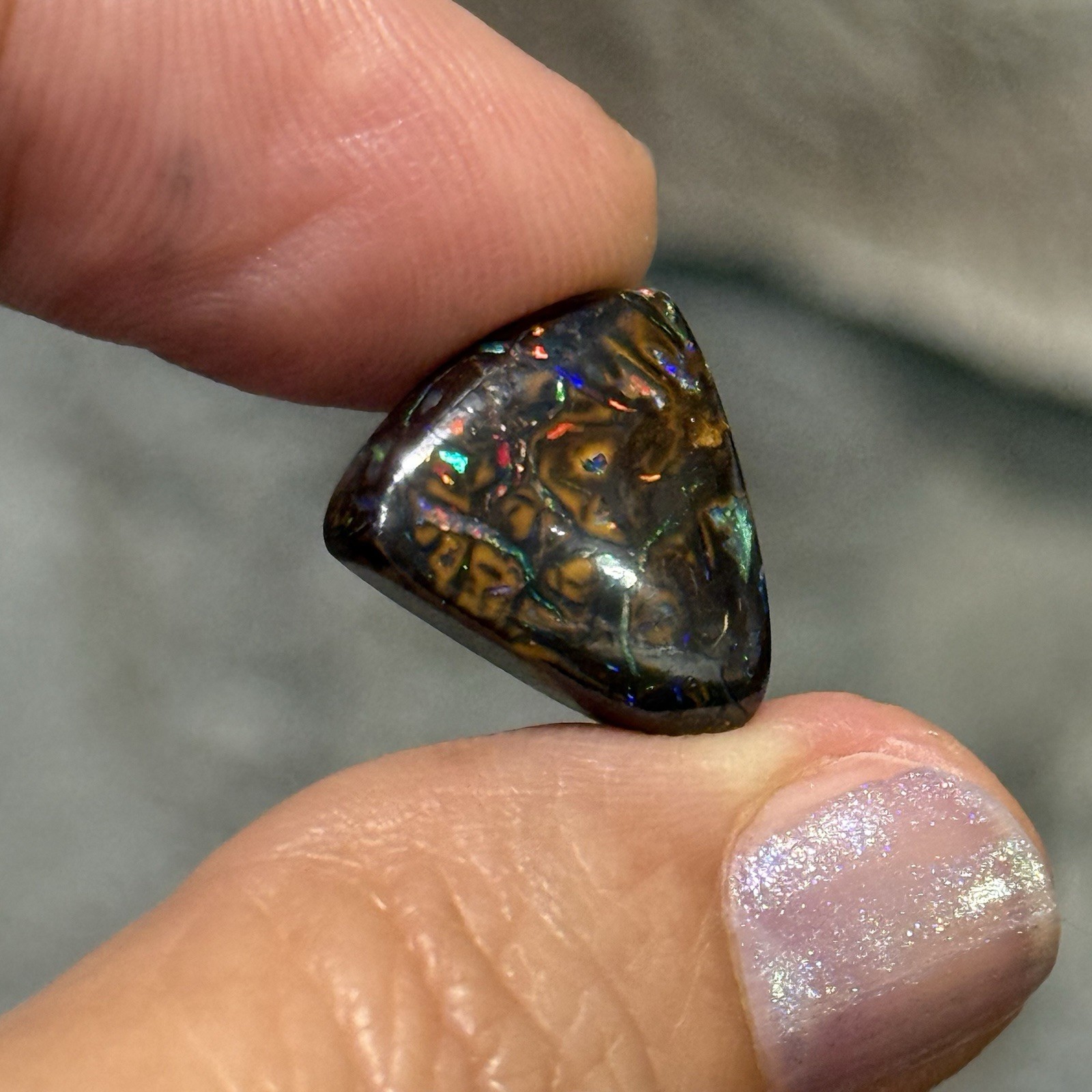 10.2ct 15.6×14.5×5.2mm Colorful Australian Koroit Boulder Opal Cabochon Gem