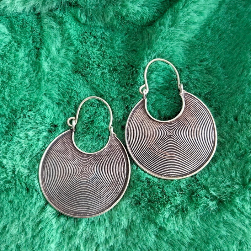 FINE SILVER EARRINGS 925 STERLING CRAFT VINTAGE TRIBAL FASHION ARTISAN LOT1604