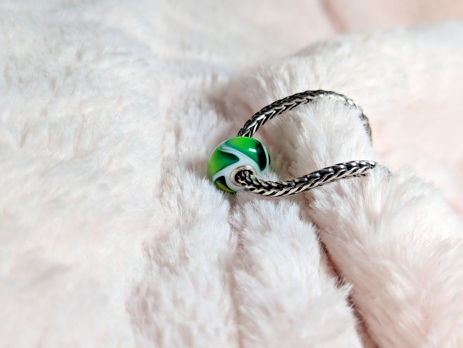 New Trollbeads Mixed Green Armadillo Bead | Authentic | Retired, Rare Glass Bead